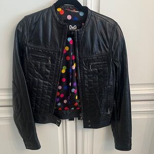 D&G Women's Sleek Black Leather Jacket